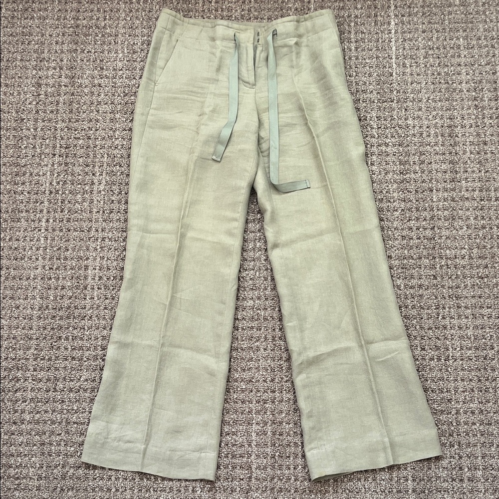 Talbots Sage Green Linen Pants with Drawstring